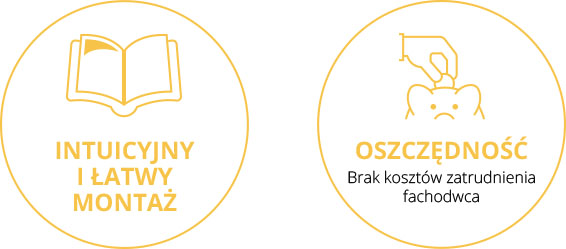 Loftowy system drzwi przesuwanych - ikony obrazujące korzyści